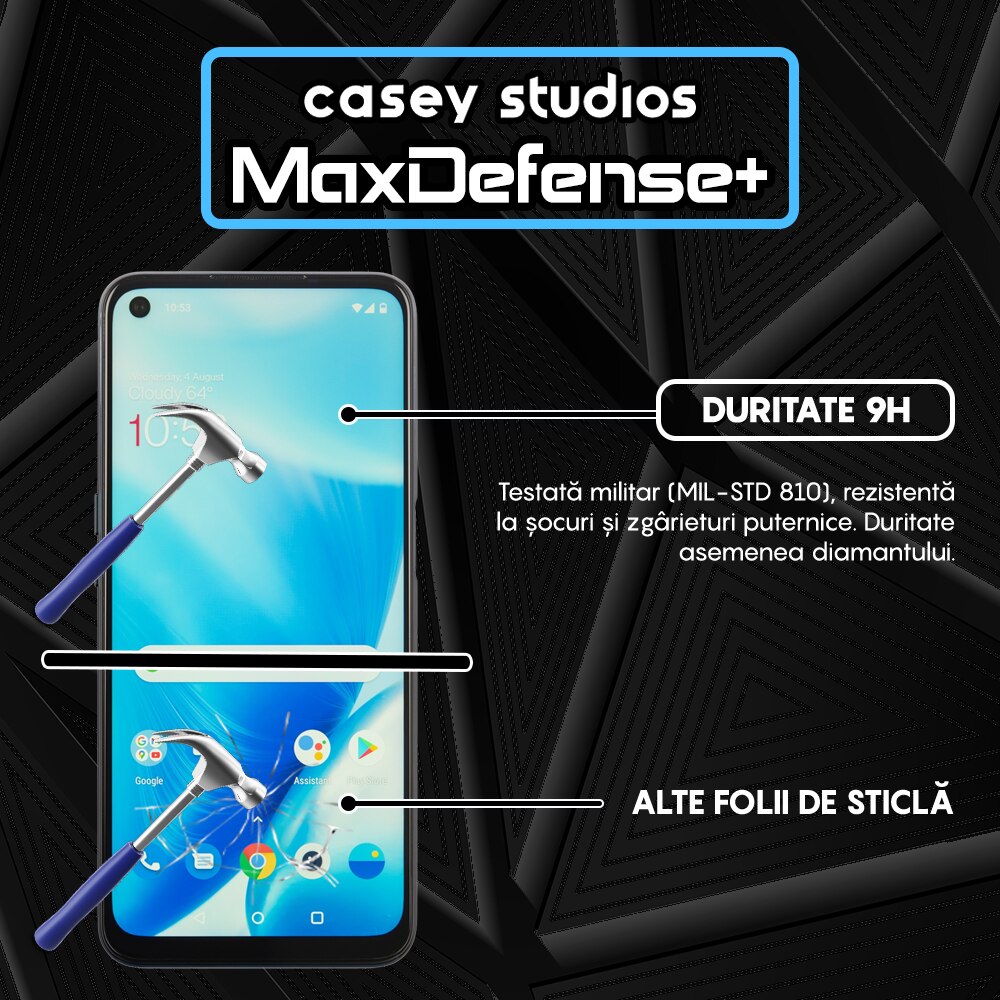 Folie Sticla CASEY STUDIOS™ compatibila cu OnePlus Nord N20 5G / Nord N200 5G, Full Cover 3D, Full Glue, Duritate Militara, Ultra HD, Anti Zgarieturi, Anti Amprente, Anti Socuri, Margini Negre