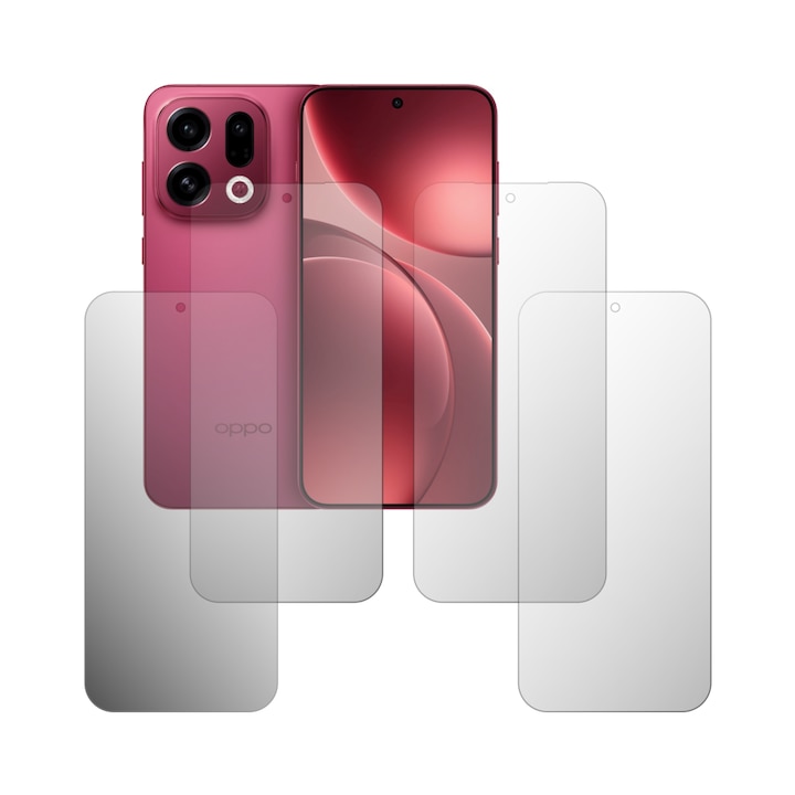 Set 4X Folie Protectie Ecran Folie24, pentru Oppo Find X9 Pro, 2X Ultra-Clear + 2X Mate, Acoperire Full-Display si Case-Friendly, Adezive, Flexibile cu Auto Regenerare