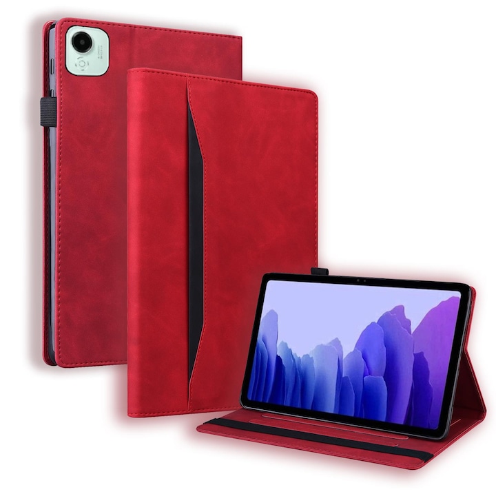 Husa tableta pentru Honor Pad X9a / X9 Pro, spate anti-soc din piele, design elegant, cu suport, culoare rosie
