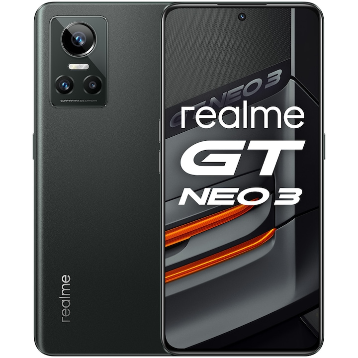 RESIGILAT: Telefon mobil Realme GT NEO 3, Dual Sim, 12GB RAM, 256GB, 5G, Asphalt Black