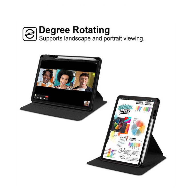Husa tableta, pentru HUAWEI Matepad SE 11 inch, pentru tablete cu slot pentru stilou, acrilic 360 ° design rotativ, trezire automata / somn, Negru transparent