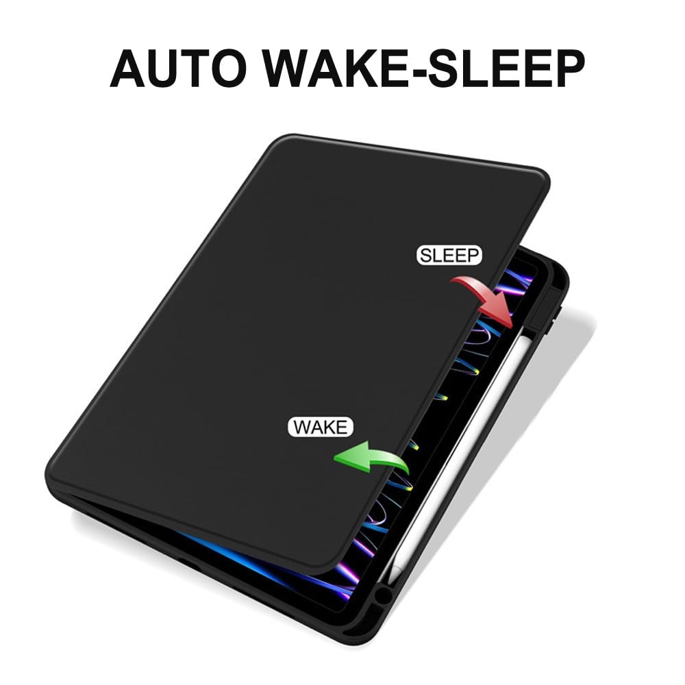 Husa tableta, pentru HUAWEI Matepad SE 11 inch, pentru tablete cu slot pentru stilou, acrilic 360 ° design rotativ, trezire automata / somn, Negru transparent