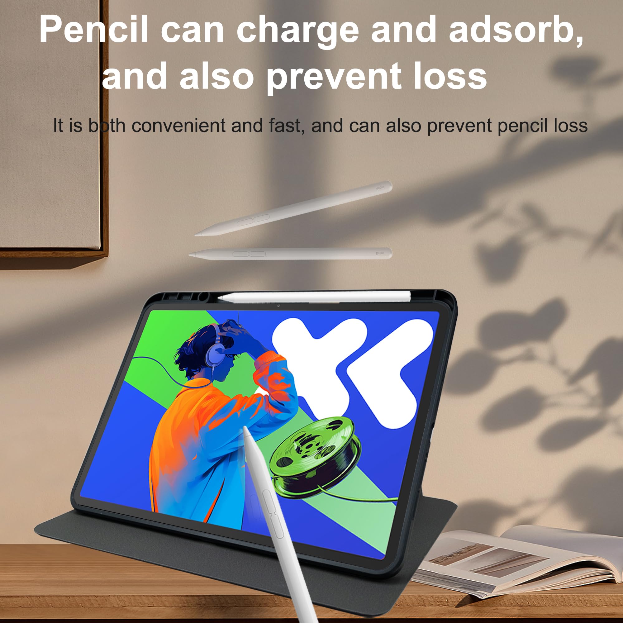 Husa tableta, pentru HUAWEI Matepad SE 11 inch, pentru tablete cu slot pentru stilou, acrilic 360 ° design rotativ, trezire automata / somn, Negru transparent