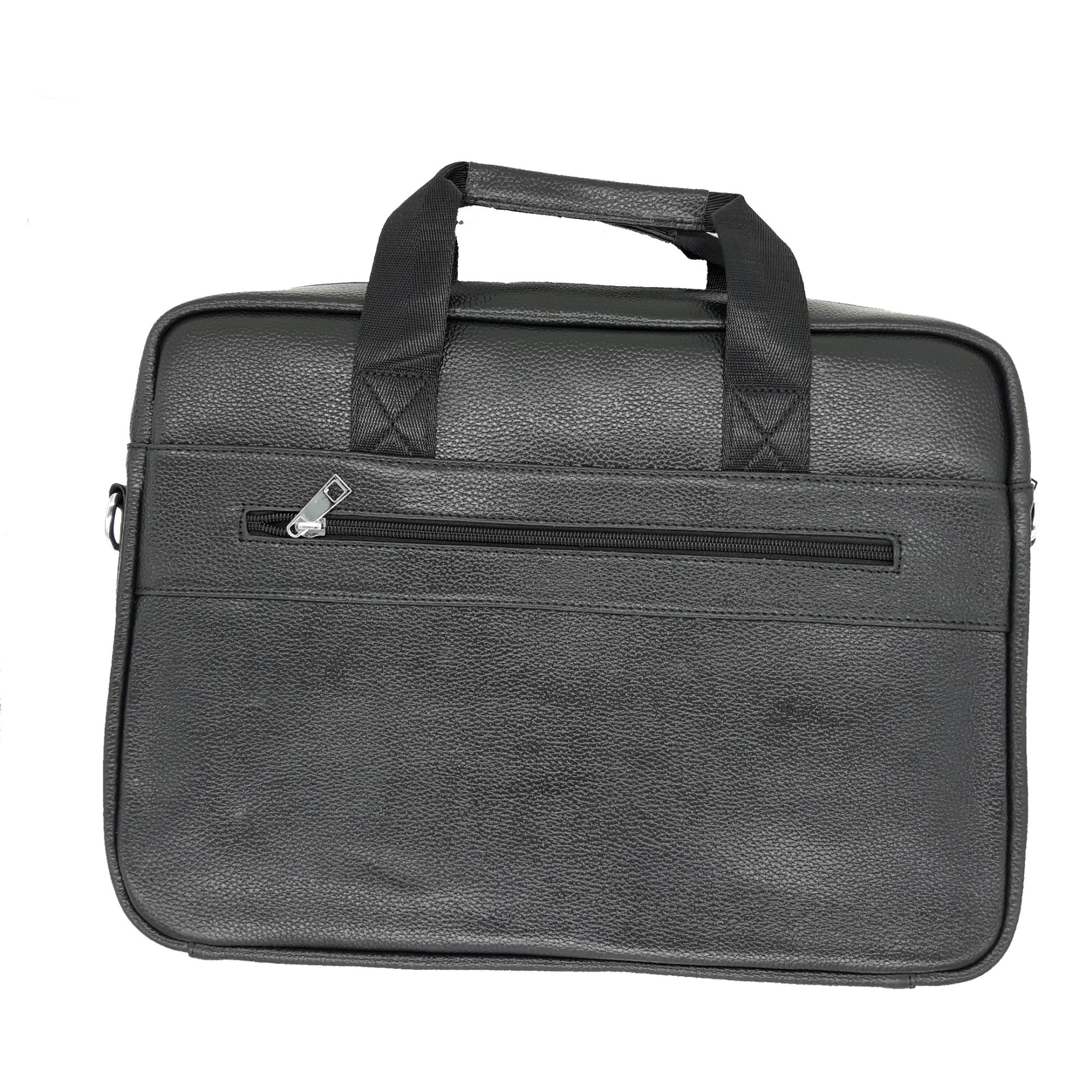 Geanta barbati, negru , din piele naturala, cu doua buzunare frontale, dimensiune 40x30x8 cm
