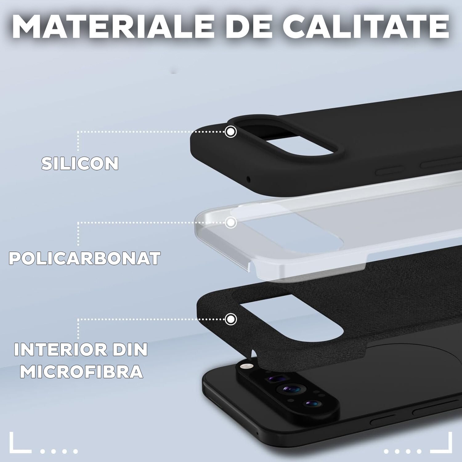Husa pentru Google Pixel 10 / 10 Pro Daden® Silicon Soft, Ultra Slim, Protectie sporita, Interior de microfibra, Negru