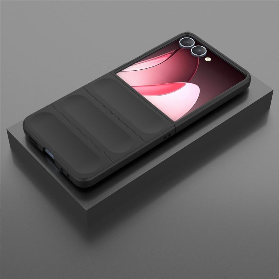 Husa pentru Samsung Galaxy Z Flip7, SKYDDAR INNOVATION, Magic Shield, din Silicon Mat, set cu sticker, Rosu