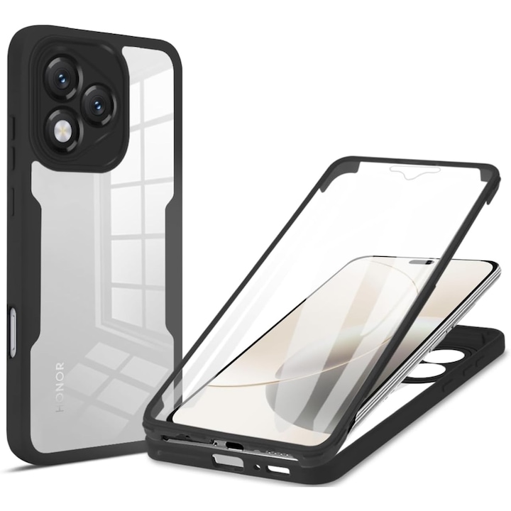 Set 360: Husa cu folie integrata pentru Honor 400 Lite Protectie 360 fata / spate - Negru