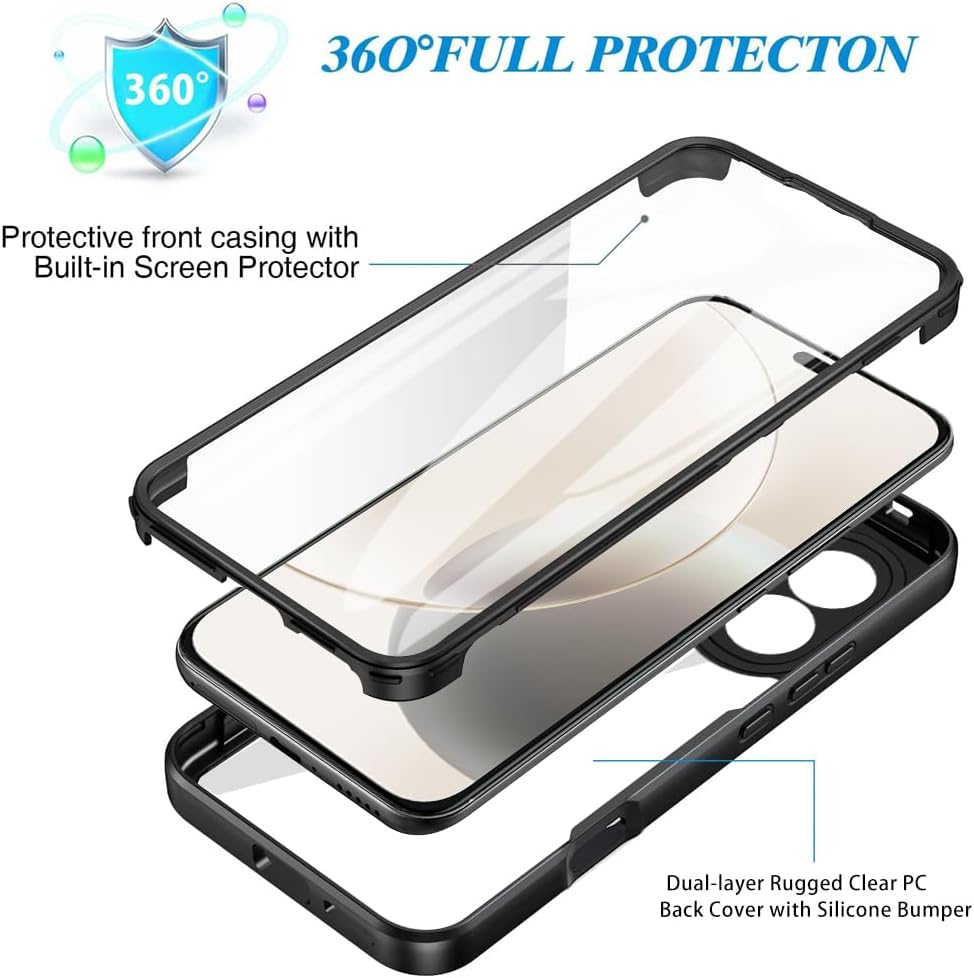 Set 360: Husa cu folie integrata pentru Honor 400 Lite Protectie 360 fata / spate - Negru