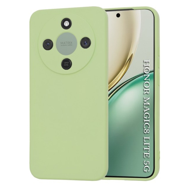 Husa Upzz® No Logo Compatibila Cu Honor Magic 8 Lite, Protectie La Camere, Alcantara La Interior, Matcha Verde