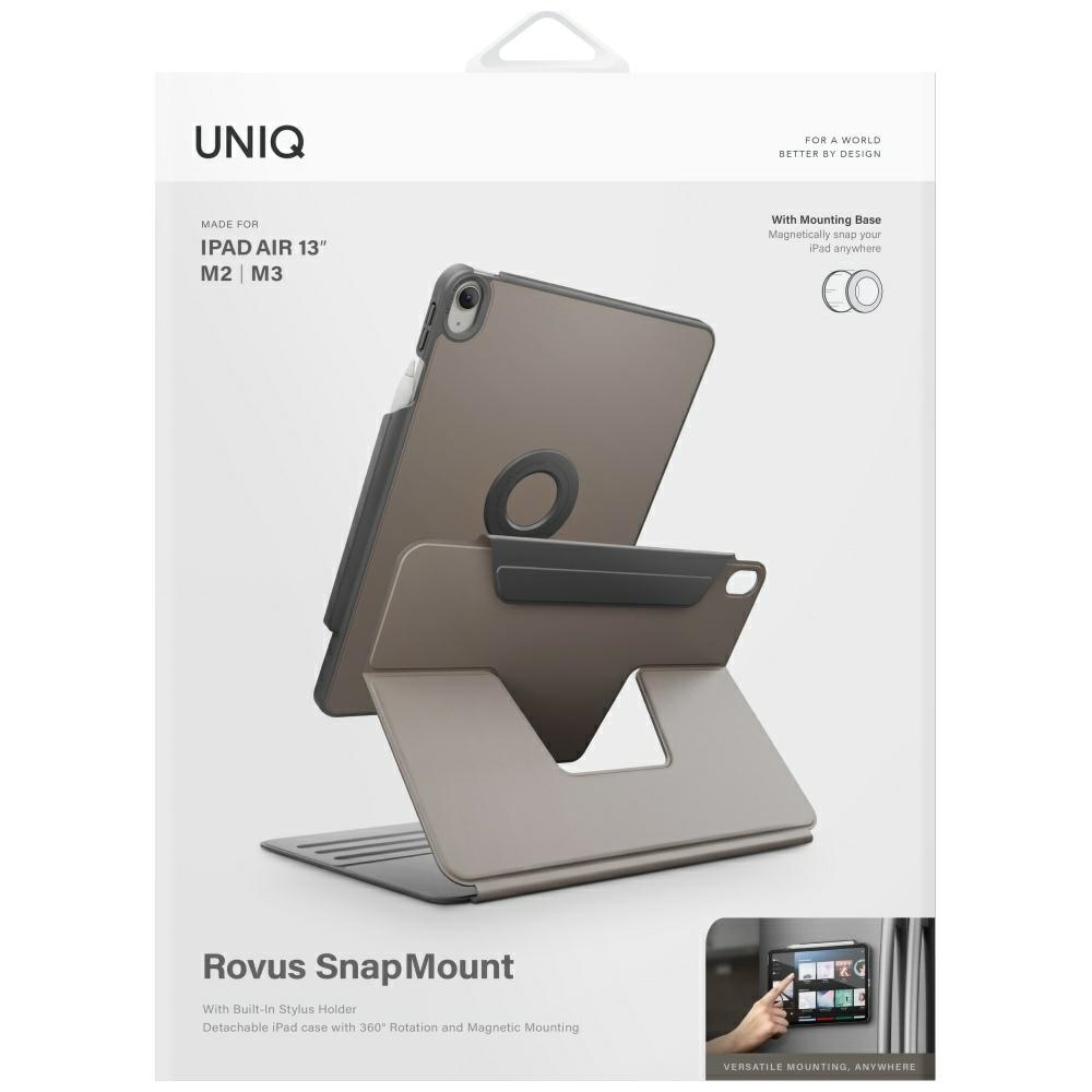 Husa de protectie pentru tableta UNIQ, cu functie de suport, rotire 360°, gri, pentru iPad Air 13inch M2/M3 (2024/2025)