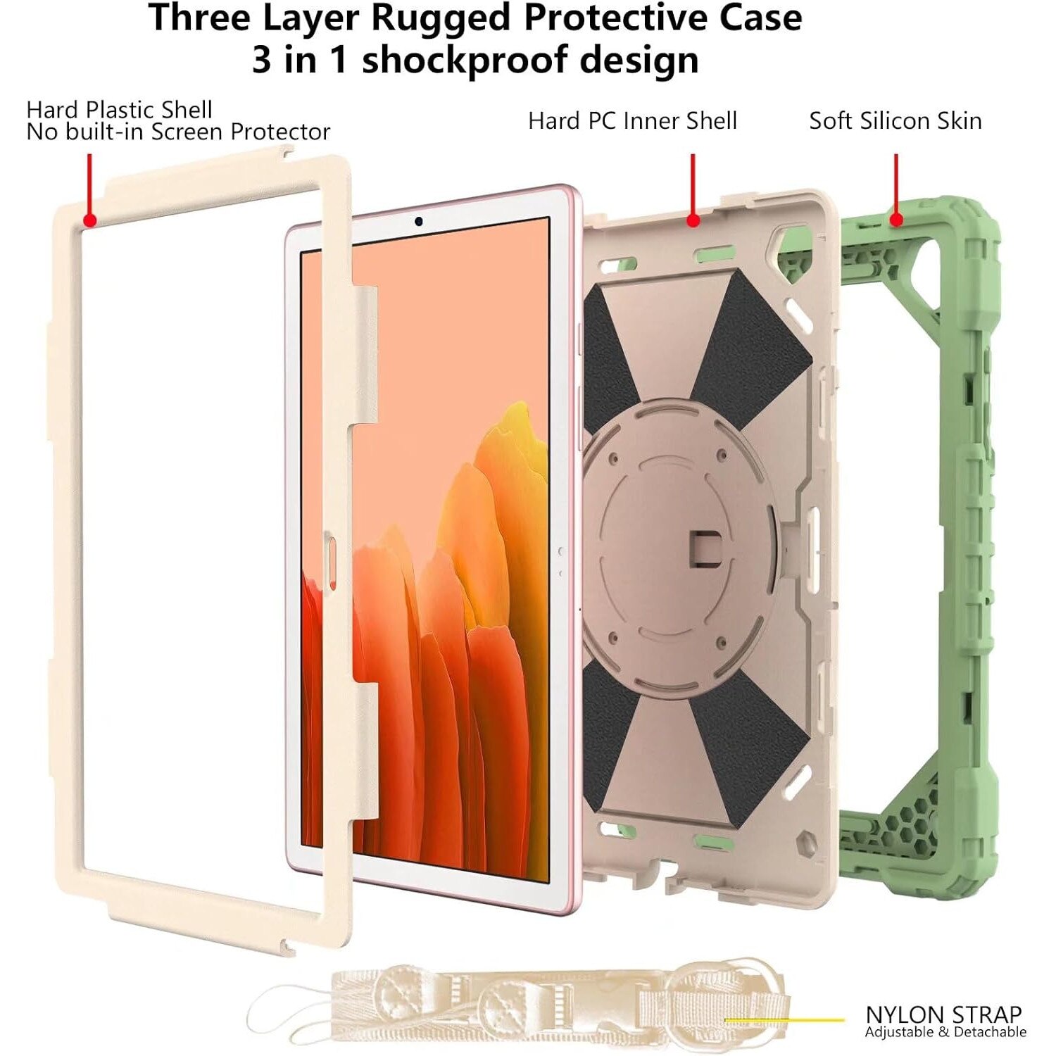 Husa Shockproof Armor pentru Samsung Galaxy Tab A8 (X200/X205), 10.5", Sigloo, stand Built-in, Protectie 360, Verde
