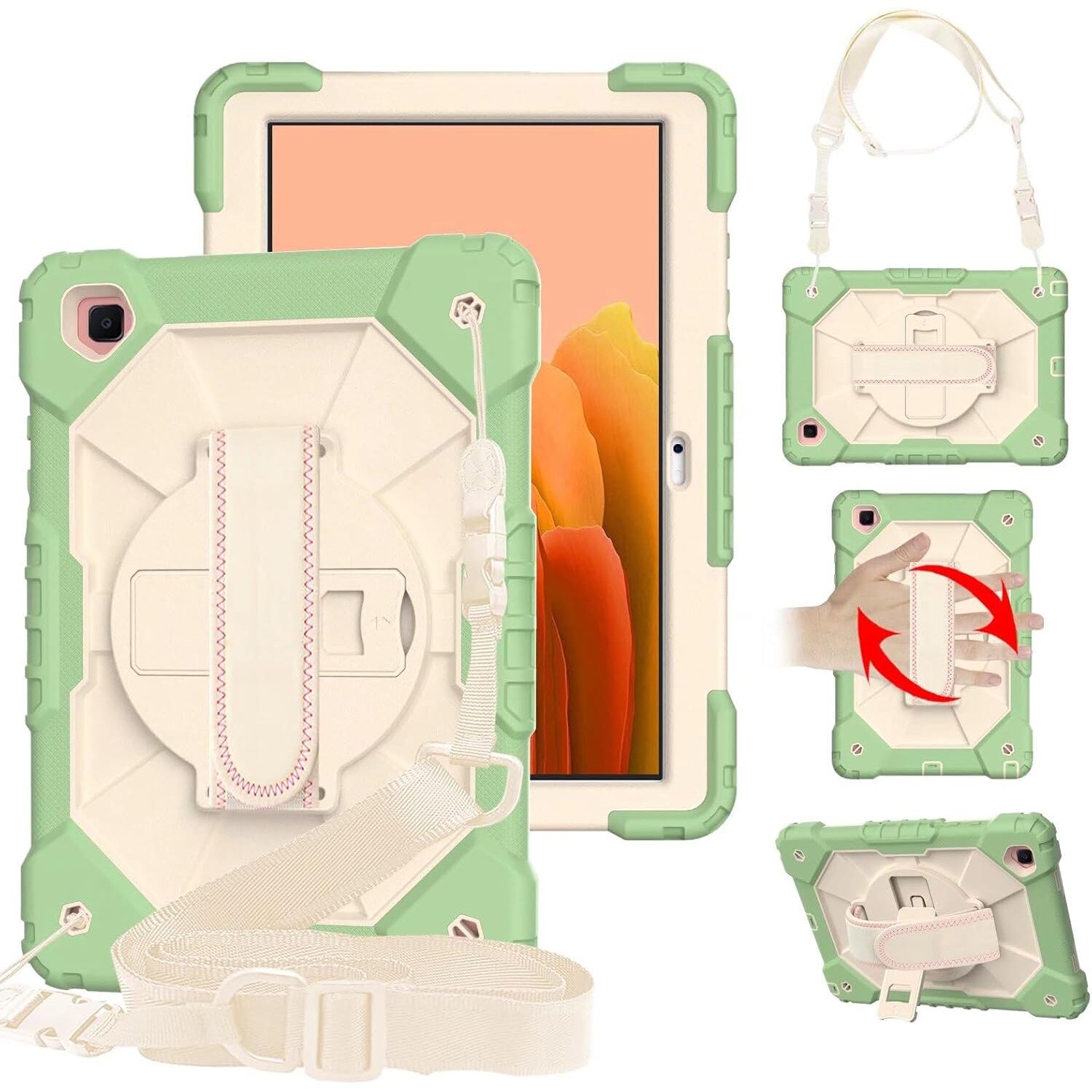Husa Shockproof Armor pentru Samsung Galaxy Tab A8 (X200/X205), 10.5", Sigloo, stand Built-in, Protectie 360, Verde