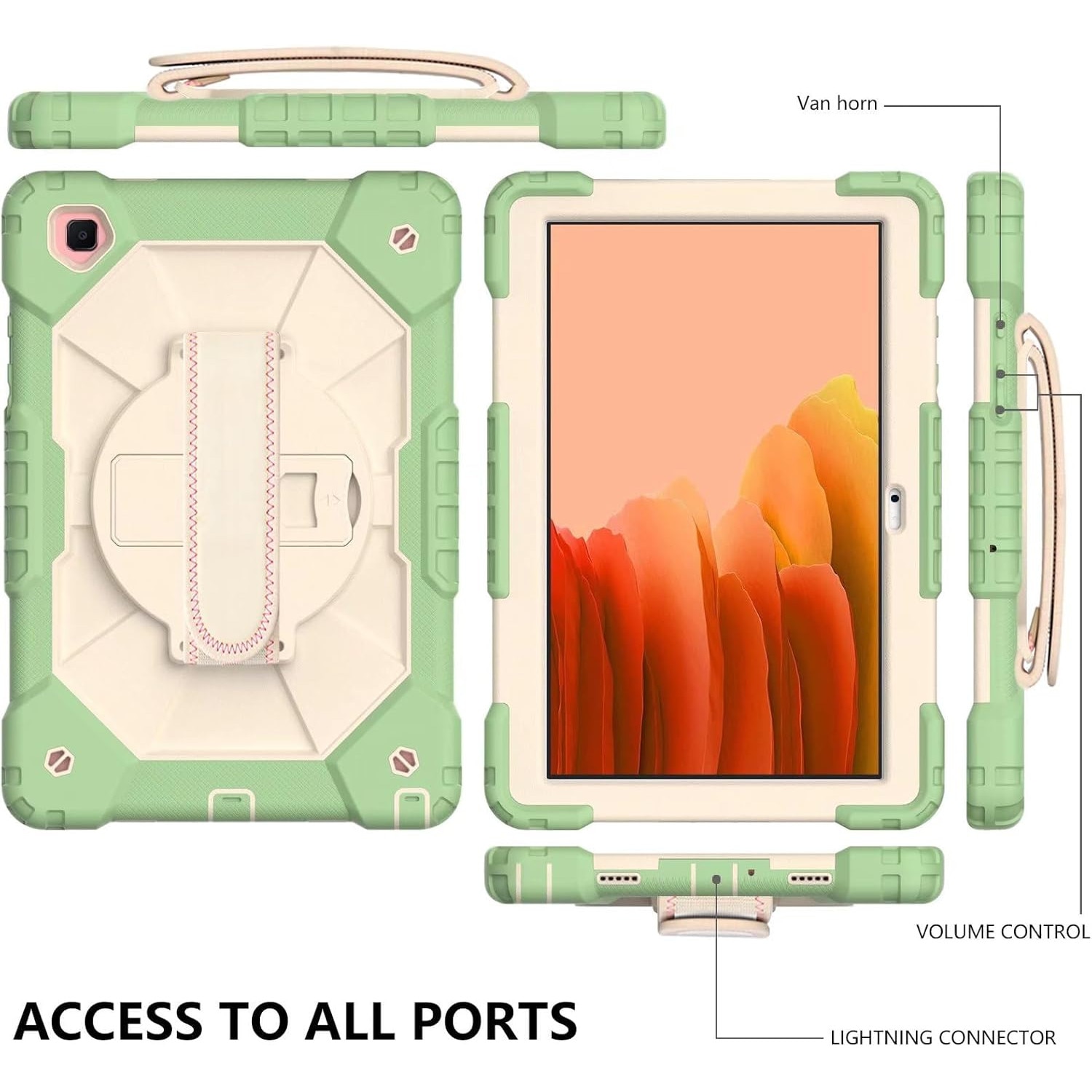 Husa Shockproof Armor pentru Samsung Galaxy Tab A8 (X200/X205), 10.5", Sigloo, stand Built-in, Protectie 360, Verde