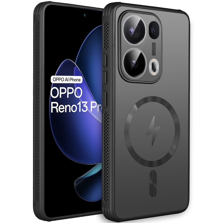 Husa telefon XGSM pentru Oppo Reno 13 Pro, MagSafe, neagra, cu protectie pentru camera, material rezistent