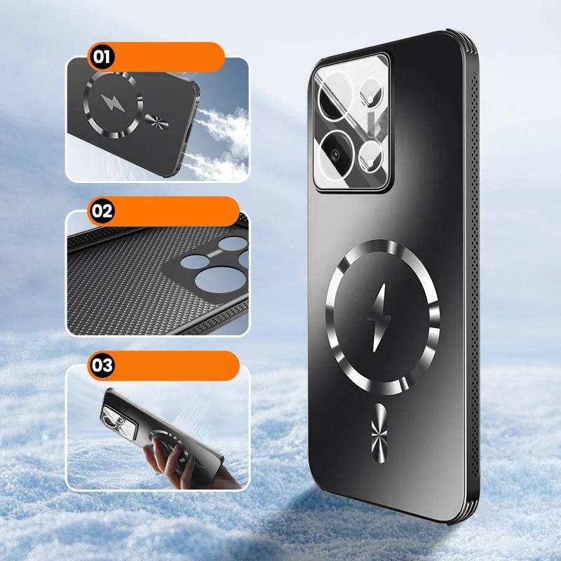 Husa telefon XGSM pentru Oppo Reno 13 Pro, MagSafe, neagra, cu protectie pentru camera, material rezistent