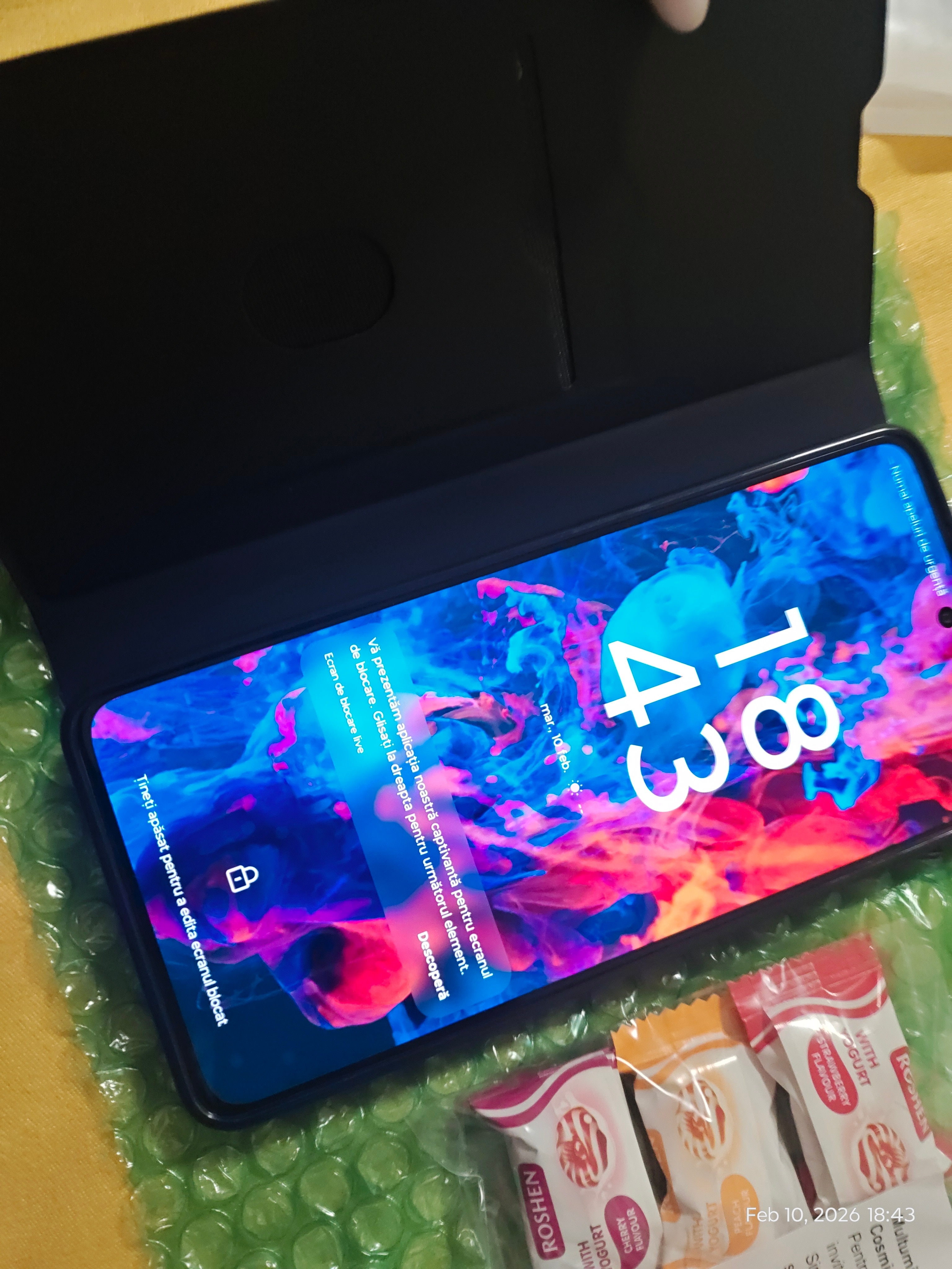 Husa pentru Motorola Moto G86 Power, SKYDDAR INNOVATION, Glinth cu Inel Rotativ 360° Magnetic, set cu sticker, Negru