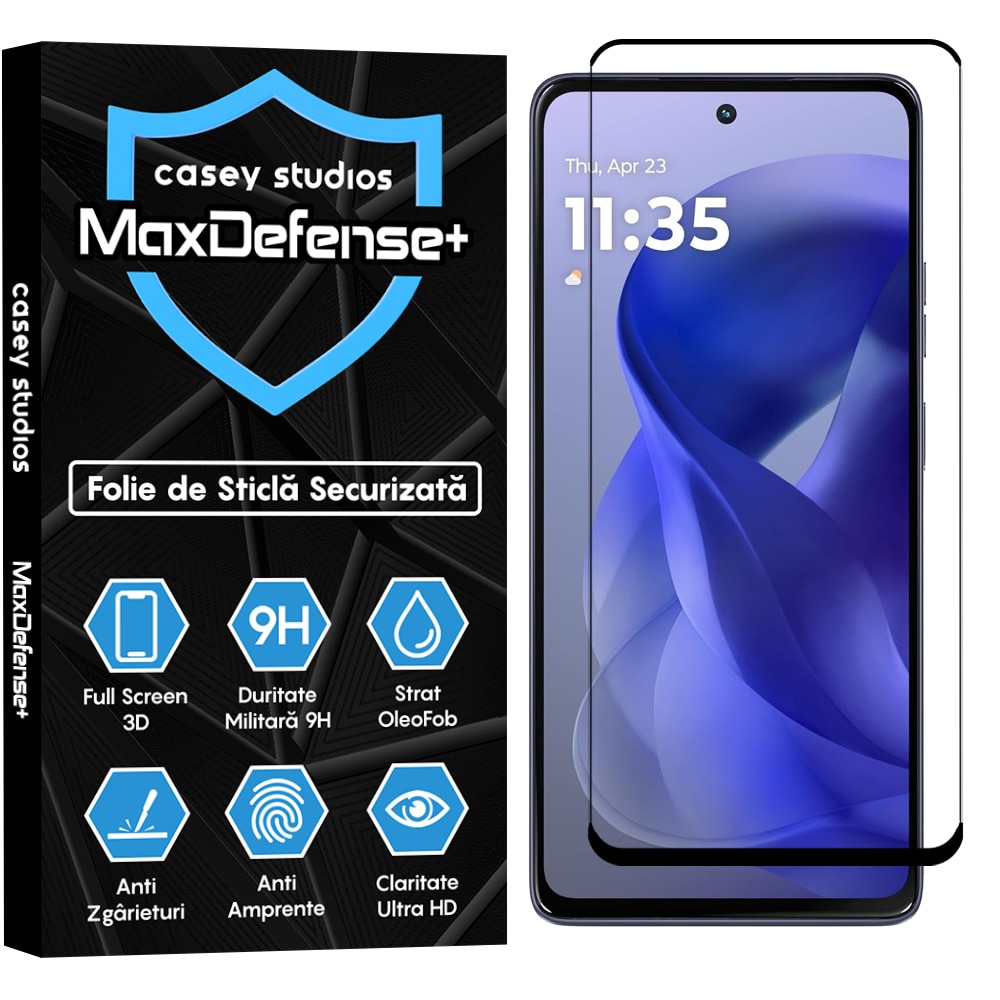 Folie Sticla CASEY STUDIOS compatibila cu Motorola Moto G Power (2025), Full Glue, Sticla Securizata, Duritate Militara, Ultra HD, Protectie Profesionala Ecran 3D, Anti Zgarieturi, Anti Socuri
