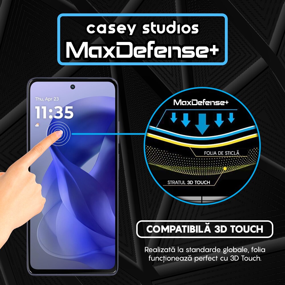 Folie Sticla CASEY STUDIOS compatibila cu Motorola Moto G Power (2025), Full Glue, Sticla Securizata, Duritate Militara, Ultra HD, Protectie Profesionala Ecran 3D, Anti Zgarieturi, Anti Socuri