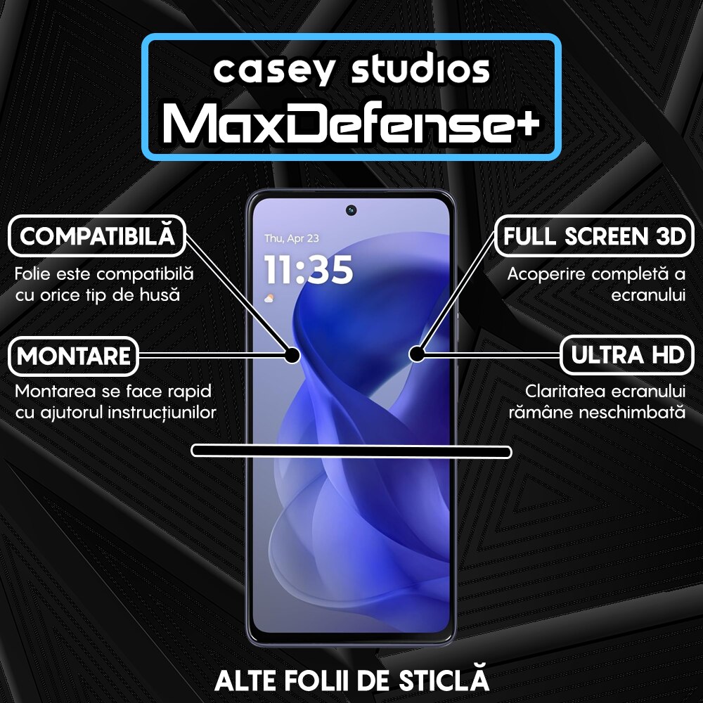 Folie Sticla CASEY STUDIOS compatibila cu Motorola Moto G Power (2025), Full Glue, Sticla Securizata, Duritate Militara, Ultra HD, Protectie Profesionala Ecran 3D, Anti Zgarieturi, Anti Socuri