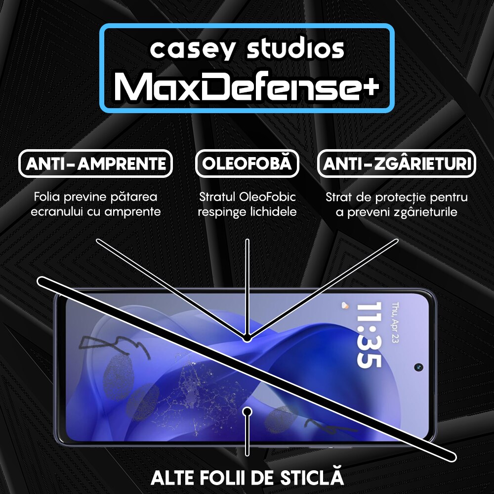 Folie Sticla CASEY STUDIOS compatibila cu Motorola Moto G Power (2025), Full Glue, Sticla Securizata, Duritate Militara, Ultra HD, Protectie Profesionala Ecran 3D, Anti Zgarieturi, Anti Socuri