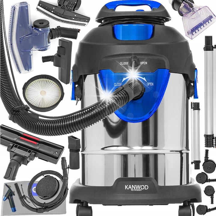 Aspirator spalator Kanwod SuperWash 2000W, rezervor detergent 3,5l, rezervor apa murdara 20l, set accesorii, 33x37x50cm