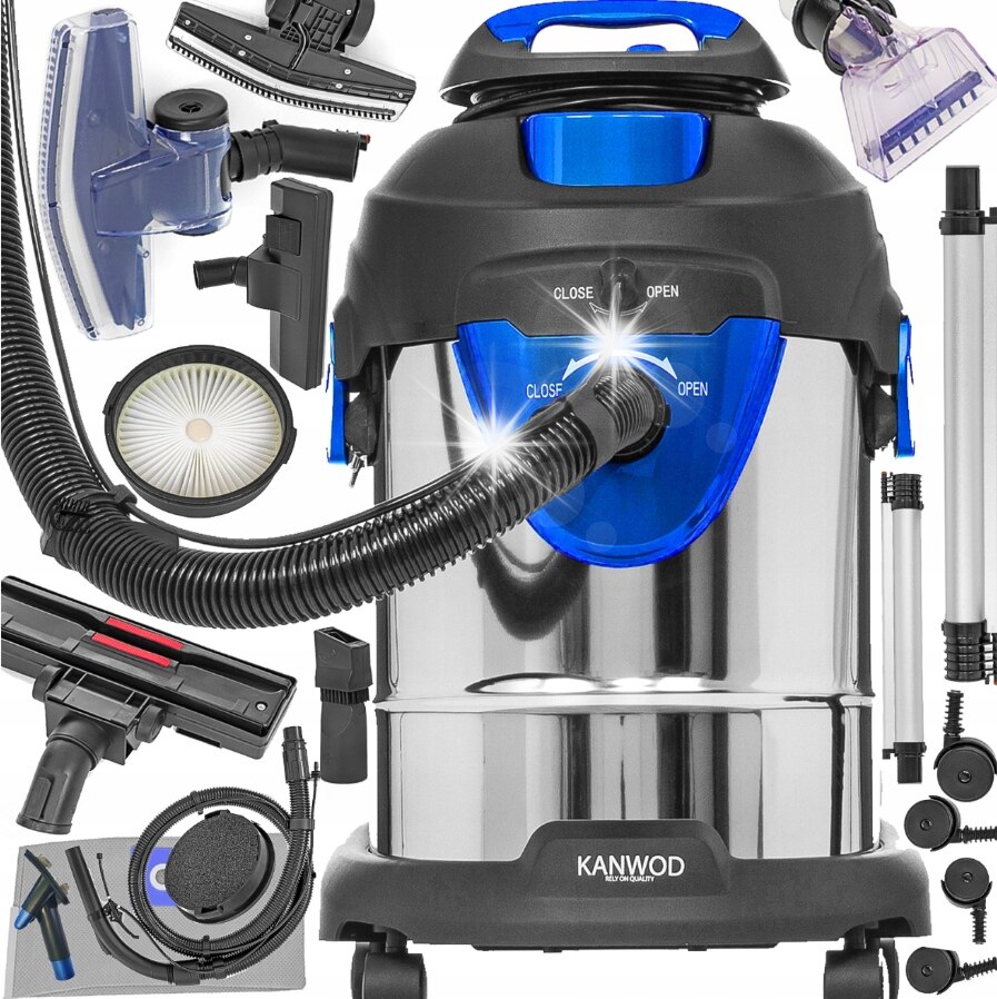 Aspirator spalator Kanwod SuperWash 2000W, rezervor detergent 3,5l, rezervor apa murdara 20l, set accesorii, 33x37x50cm