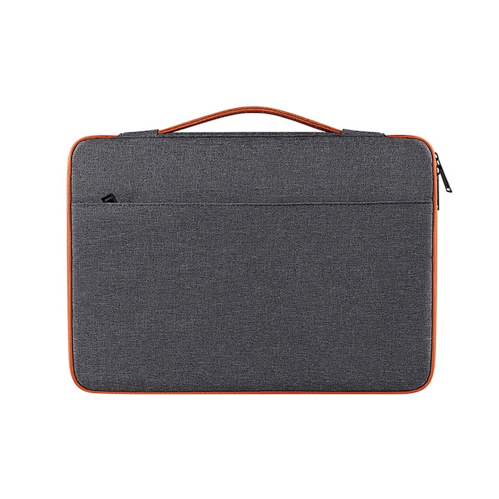 Geanta laptop rezistenta la apa, antishoc, gri inchis, 15.6 inch