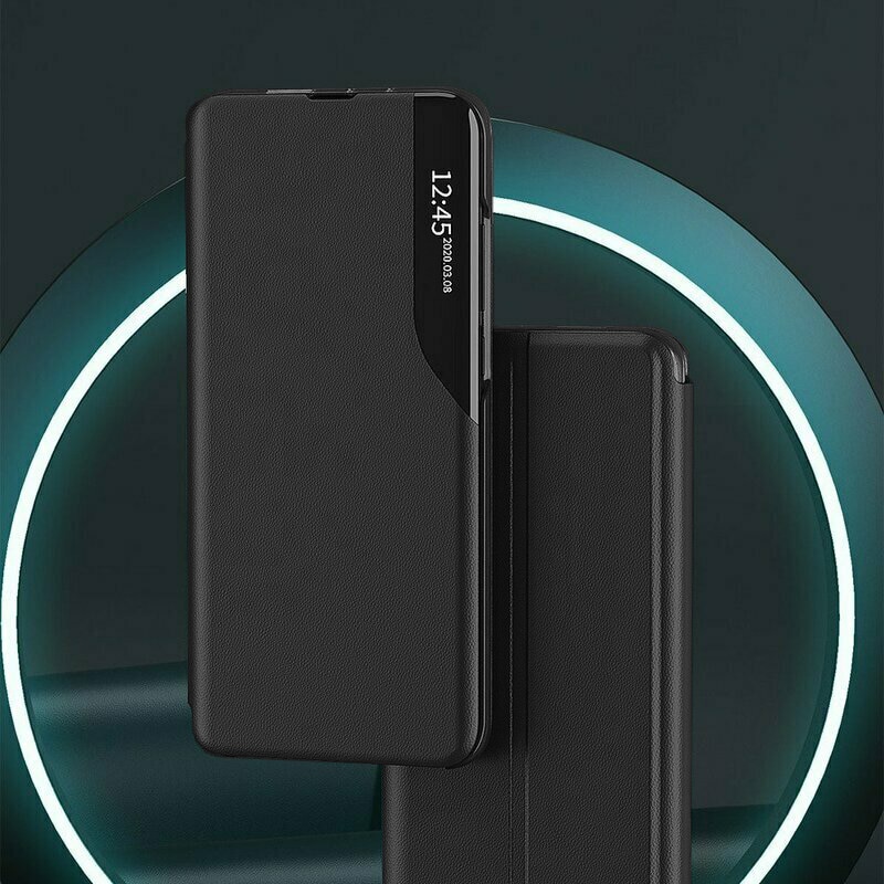 Husa Daden® Tip Carte pentru Samsung Galaxy A15 4G/ A15 5G, S-View, Functie de Stand, Calitate Premium, Antisoc, Protectie Sporita, Negru