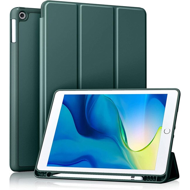 Husa tableta Orso pentru iPad Air 3 2019, flexibila, cu suport pentru creion, verde padure