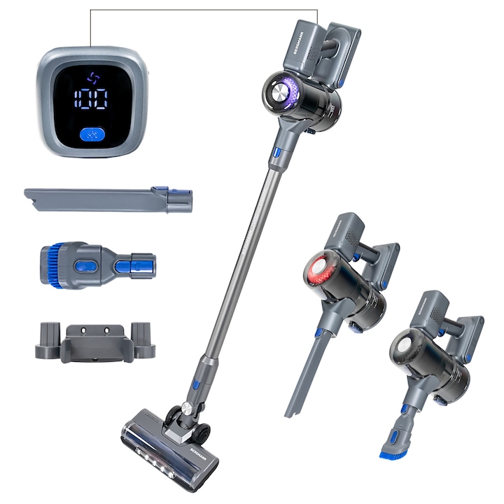 Aspirator vertical BERGMANN HAX 125, 450 W, 31 kPa, filtr HEPA, 3 niveluri de putere, 650 ml, 45 min autonomie