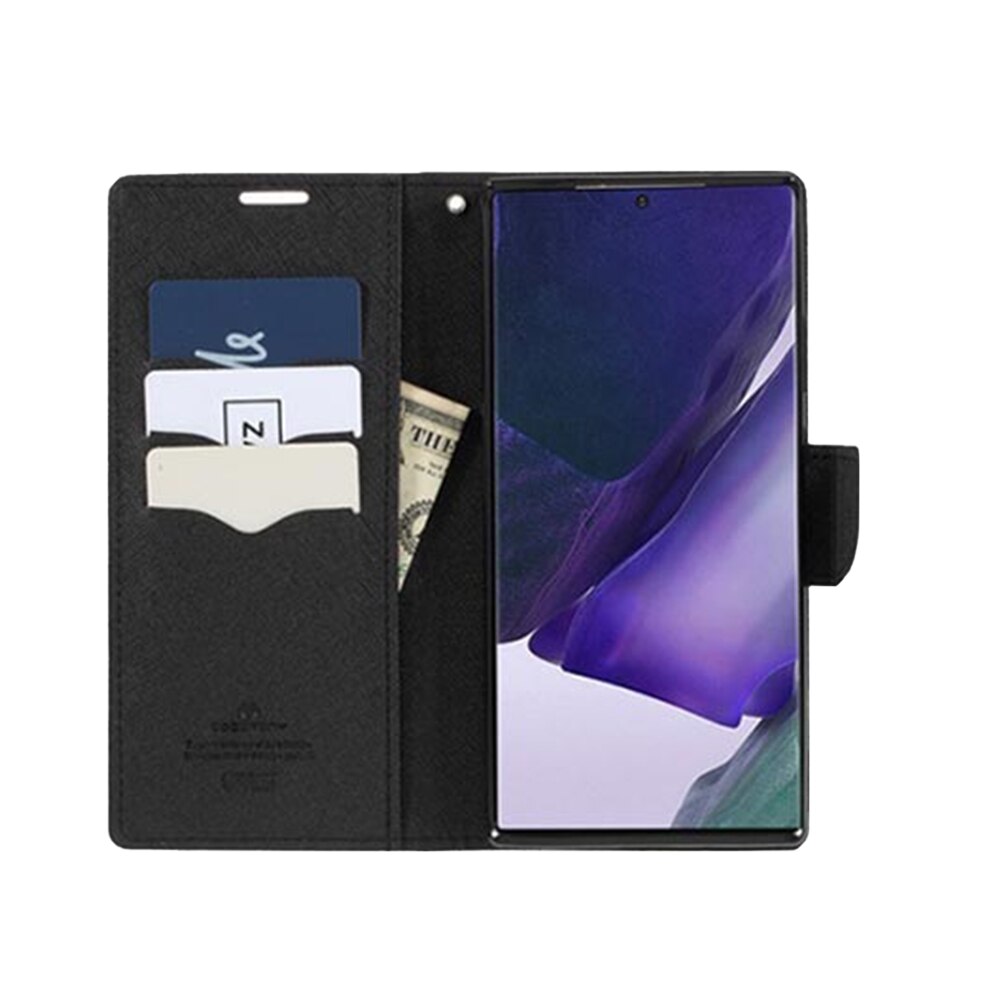 Husa tip carte compatibila cu Motorola Moto E7 Power, Goospery Flip Book, inchidere magnetica, buzunar card, premium stand, Negru