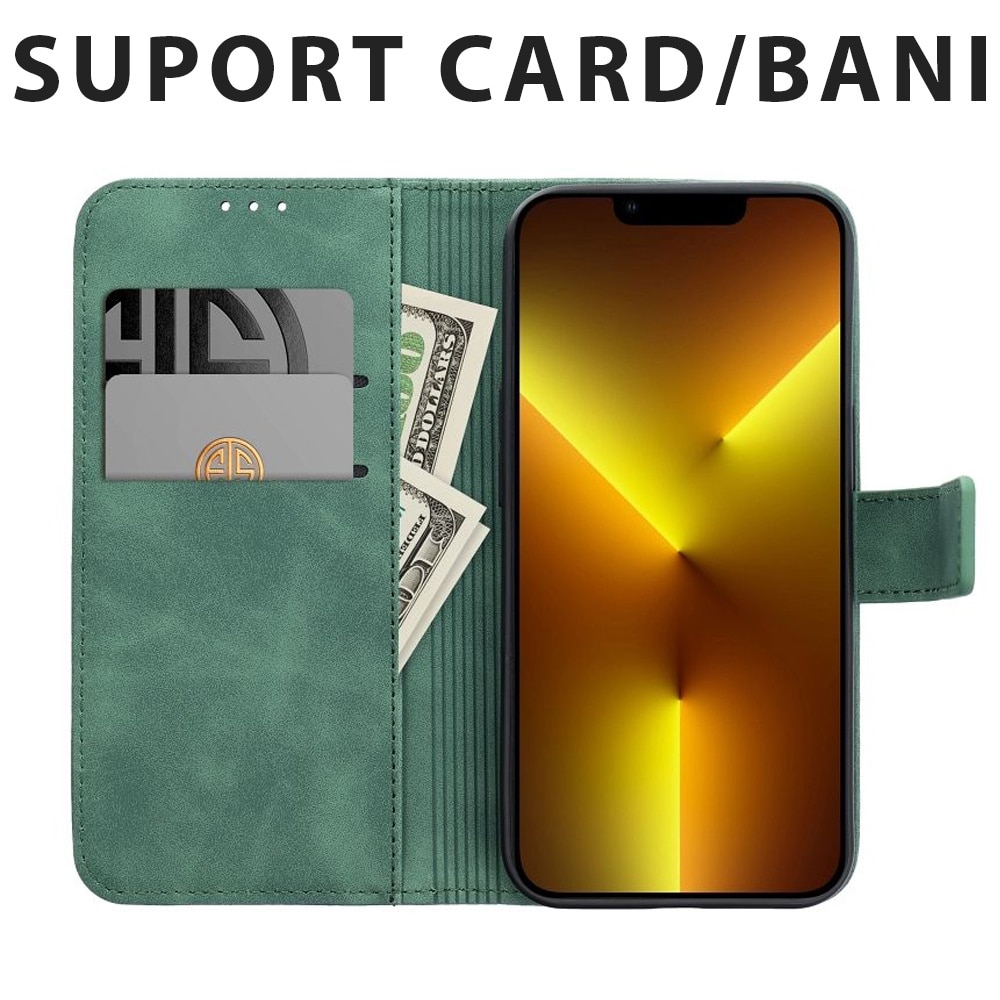 Husa pentru Samsung A16 Daden Leather Flip, tip carte, Suport card, Functie de Stand si Inchidere Magnetica, Protectie Sporita, Verde