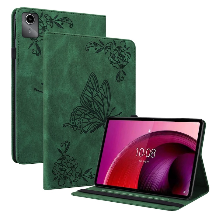 Husa tableta XGSM Butterfly pentru Lenovo Tab M11, functie stand, verde