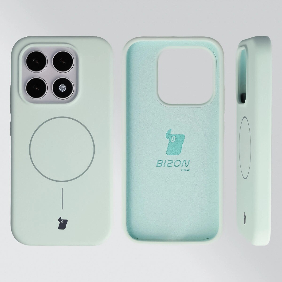 Husa, Bizon Soft Case Magnetic pentru Xiaomi 17, Somon Deschis / Verde Fistic