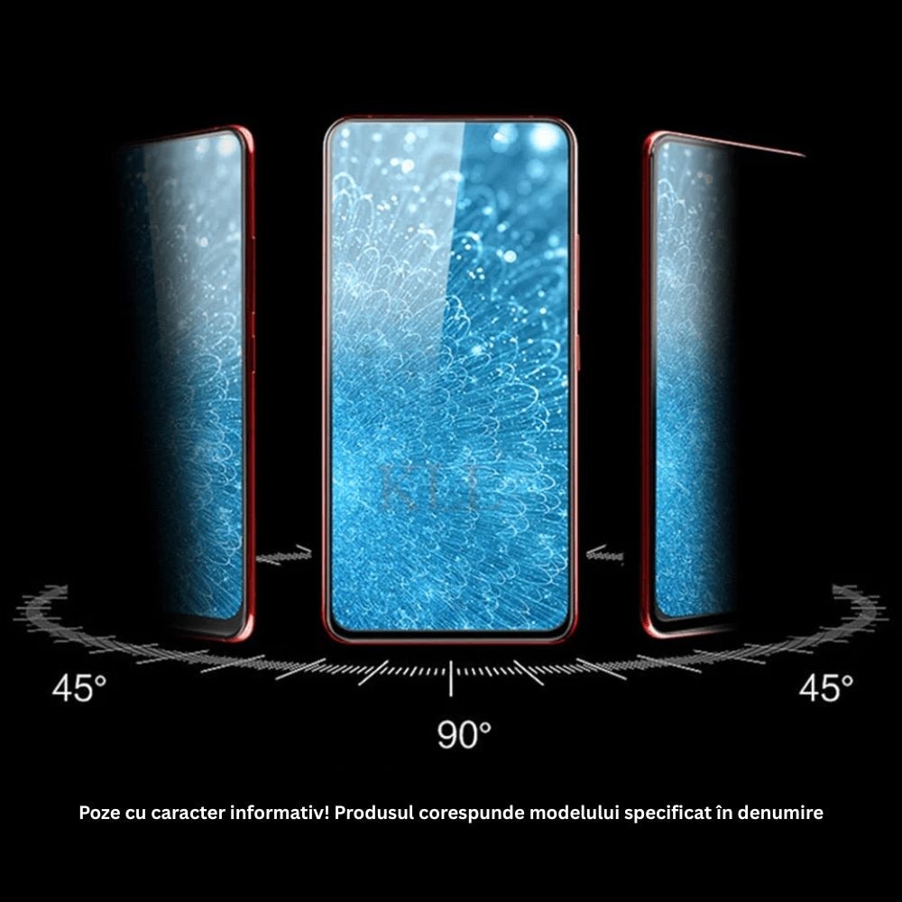 Folie Sticla Securizata, Cyrax, Pentru Xiaomi Redmi Note 13 Pro Plus, Privacy Classic, 2.5D, Confidentialitate 35°, Negru Transparent