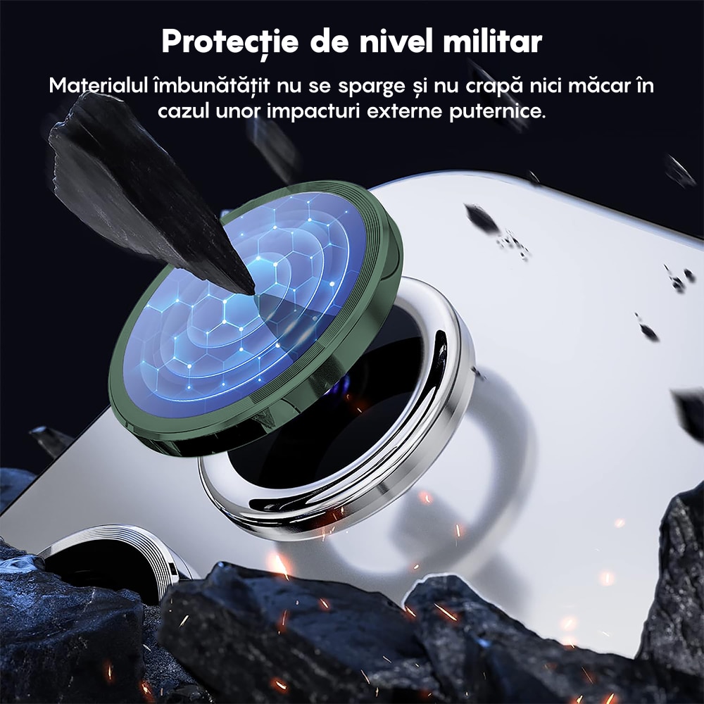 Folie Protectie Lentile Camera compatibila cu Samsung Galaxy A54, CASEY STUDIOS™ MaxDefense+, Ultra HD, Anti Amprente, Anti Zgarieturi, Anti Socuri, Verde