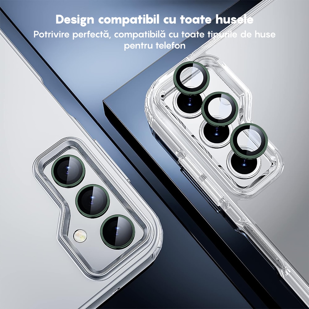 Folie Protectie Lentile Camera compatibila cu Samsung Galaxy A54, CASEY STUDIOS™ MaxDefense+, Ultra HD, Anti Amprente, Anti Zgarieturi, Anti Socuri, Verde
