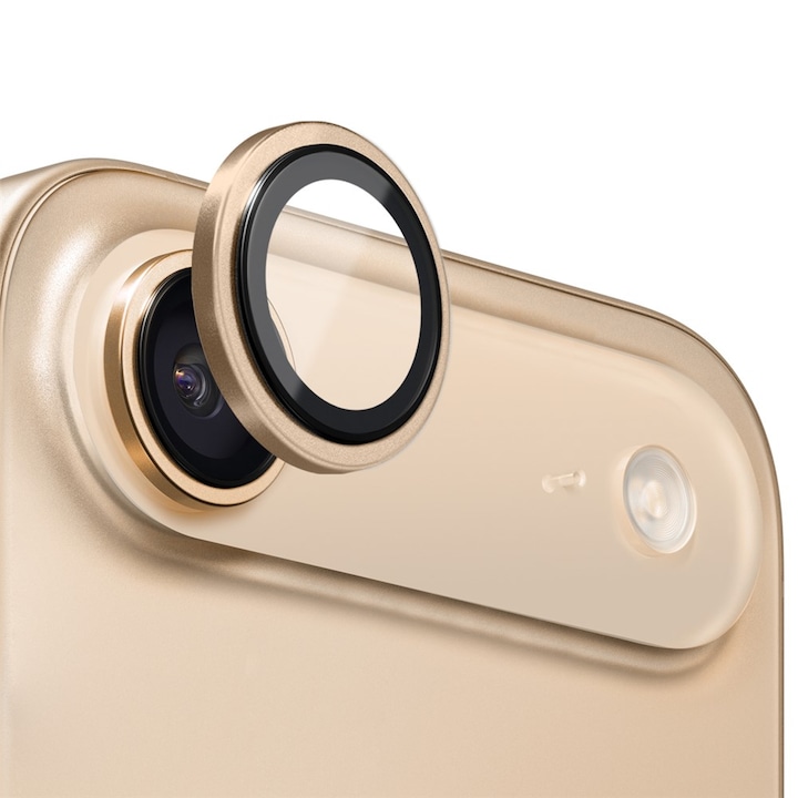 Folie Camera din sticla pentru iPhone 17 Air, Full Cover, Protectie Profesionala, Daden, Ultra Rezistenta, Calitate Premium, Gold/Auriu