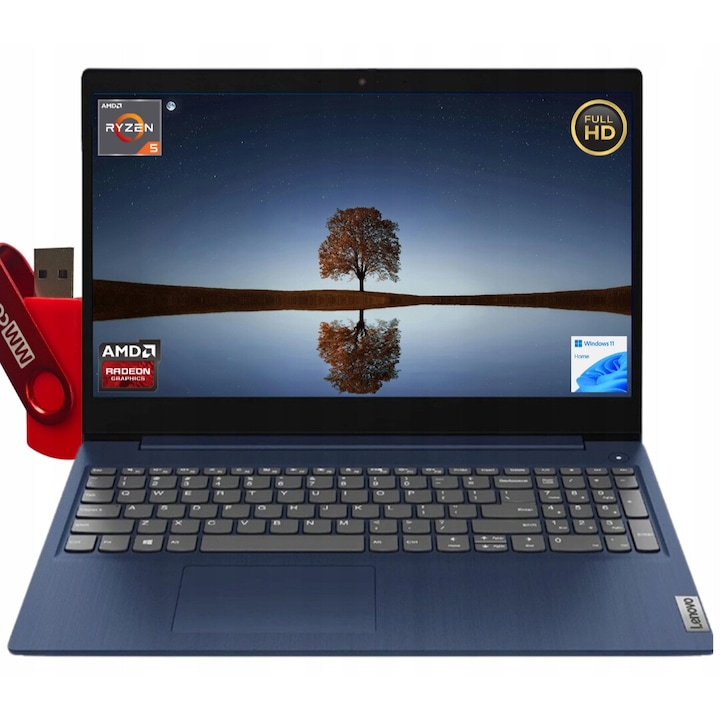 Laptop Lenovo IdeaPad 1, AMD Ryzen 5, 16GB RAM, 512GB SSD, 15,6" FHD, cu Pendrive 4GB inclus