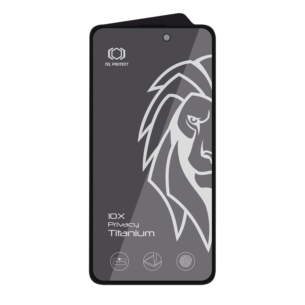 Folie protectie pentru Apple iPhone 15 Pro Max, Sticla Securizata Tel Protect PREMIUM 10X PRIVACY TITANIUM, oleofoba, margini negre