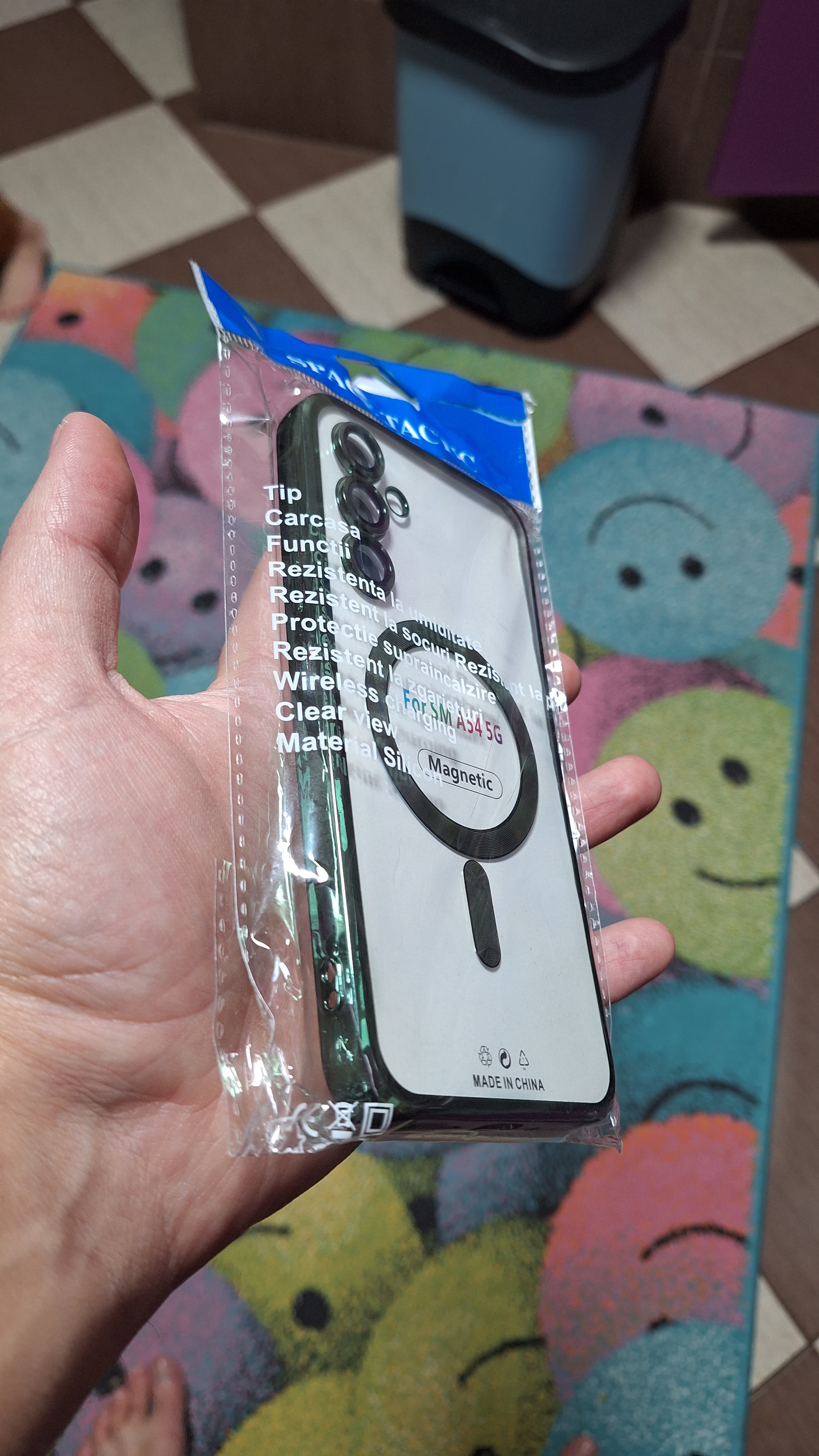 Husa compatibila cu Samsung Galaxy A54, Magsafe, Protectie Camera, Rezistent la socuri, Margine Neagra, TSS