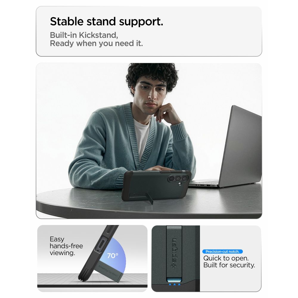 Carcasa Spigen Tough Armor MagSafe, verde abisal, hibrid PC + TPU, compatibilă cu Samsung Galaxy S26 Plus