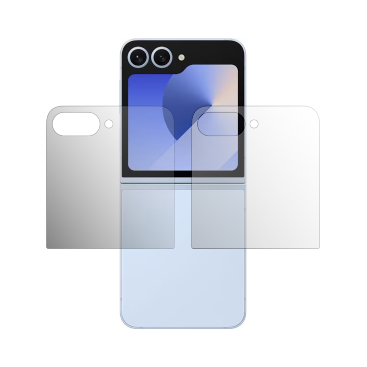 Set 2X Folie Protectie Ecran Folie24, pentru Samsung Galaxy Z Flip6, 1X Ultra-Clear + 1X Mata, Acoperire Case-Friendly ( Compatibile cu Carcasa ), Adezive, Flexibile cu Auto Regenerare