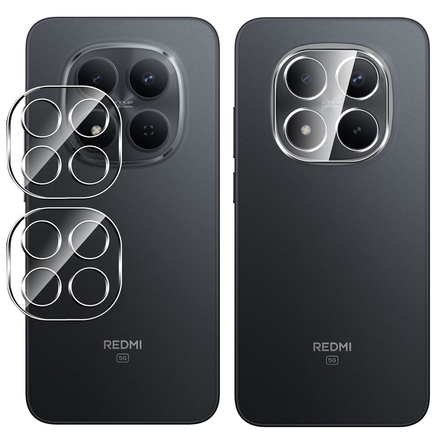 Set 2x Folii protectie camera ERBORD pentru Xiaomi Redmi Note 15 Pro 5G, transparent, 9H, usor de montat