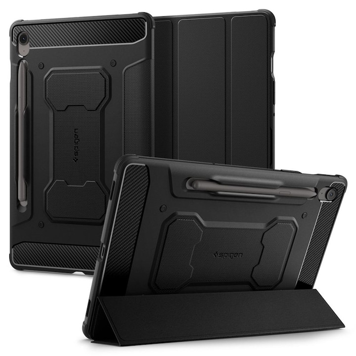 Etui Spigen Rugged Armor Pro pentru tablete, TPU, colturi intarite, negru, 13.1"