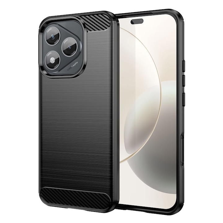 Husa compatibila cu Honor 400 Lite, TPU Slim, Protectie Anti Soc, Aspect Fibra de Carbon, Negru