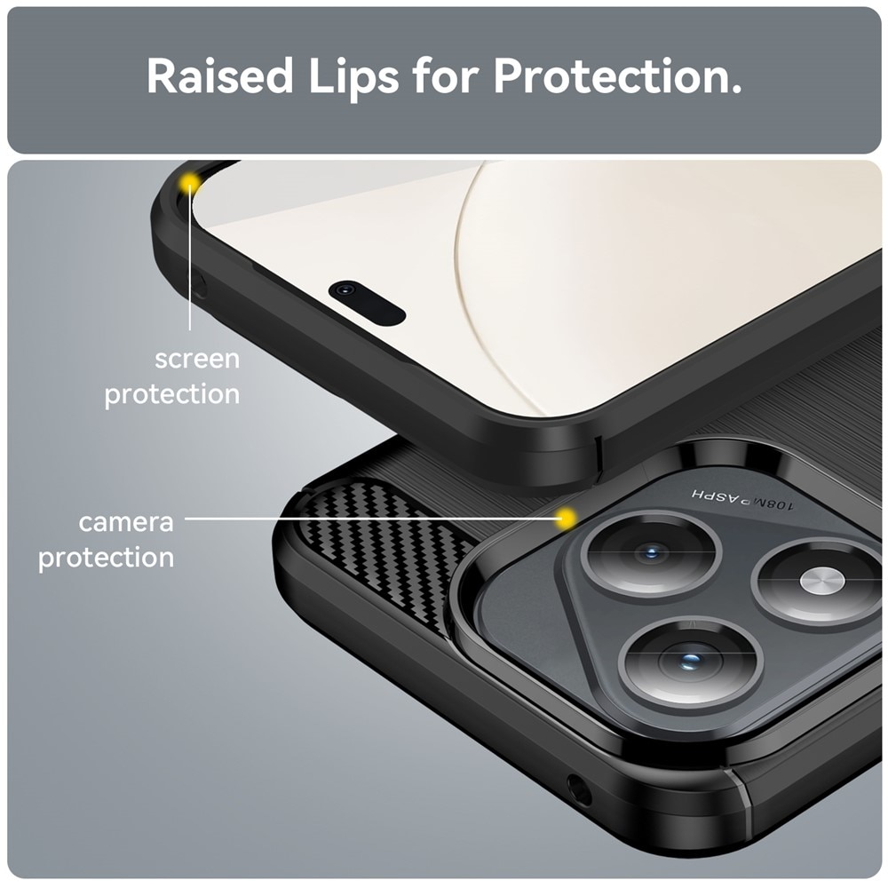 Husa compatibila cu Honor 400 Lite, TPU Slim, Protectie Anti Soc, Aspect Fibra de Carbon, Negru