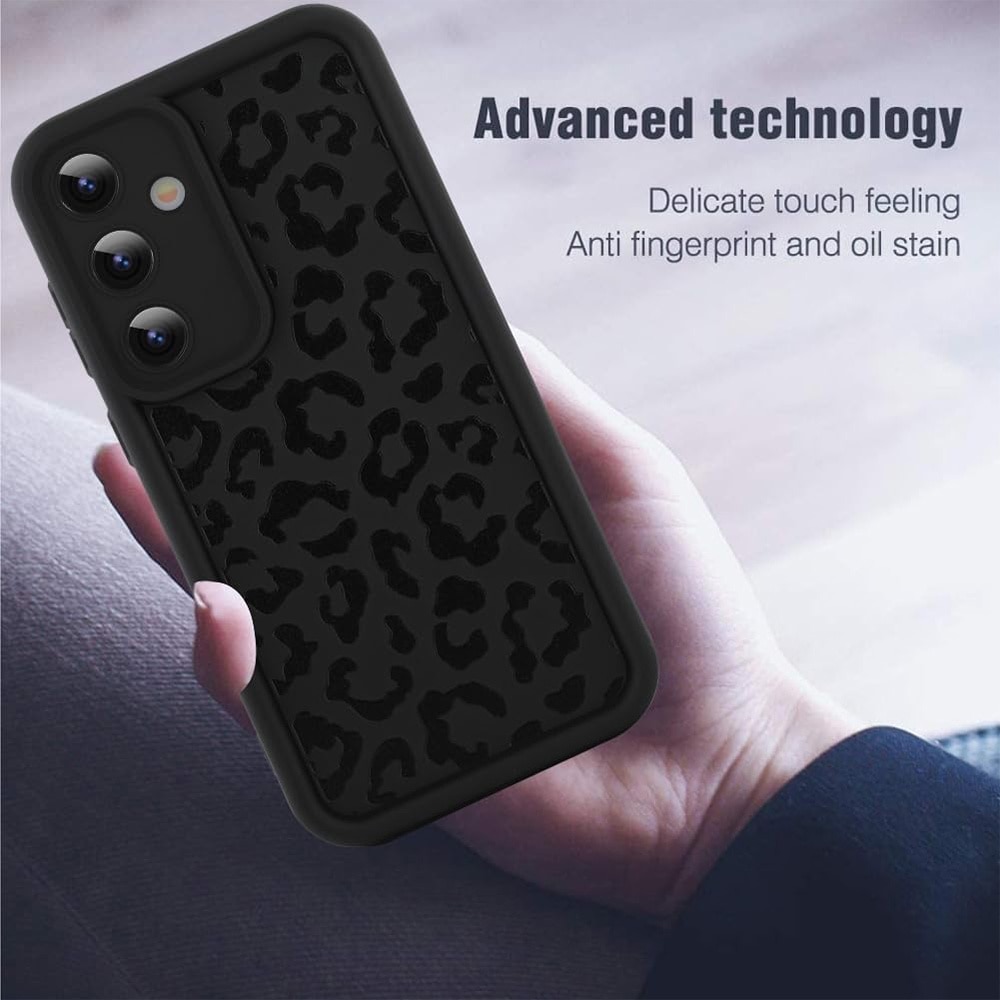 Husa pentru Telefon Compatibila cu Samsung Galaxy S24, G-Tech Glam Leopard Print, Protectie la Camera, Silicon, Margini Ridicate, Aspect Mat, Negru