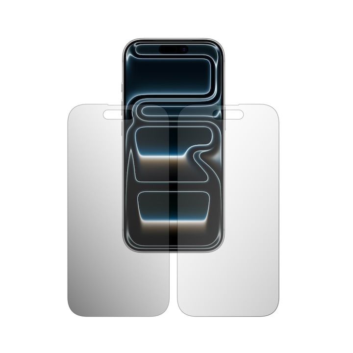 Set 2X Folie Protectie Ecran Folie24, pentru Apple iPhone 17 Pro, 1X Ultra-Clear + 1X Mata, Acoperire Totala Full-Display, Adezive, Flexibile cu Auto Regenerare