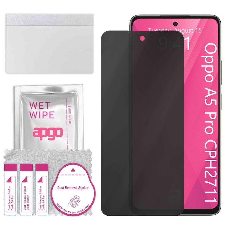 Sticla de protectie PRIVACY apgo pentru Oppo A5 Pro CPH2711 – sticla hibrid, full glue, flexible glass
